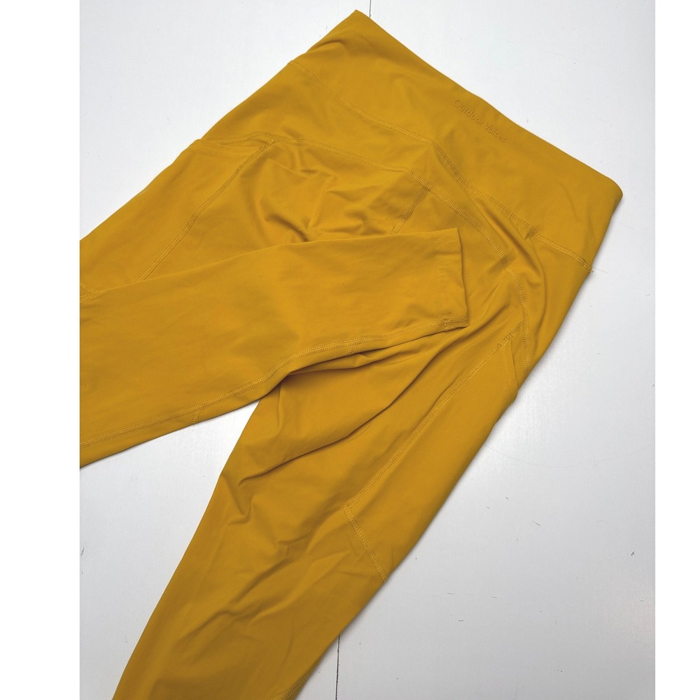 Outdoor Voices Womens TechSweat Leggings Mustard Yellow Side Pockets Size M